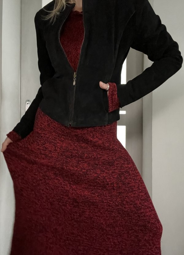 Krótka Kurtka Leather Suede Black