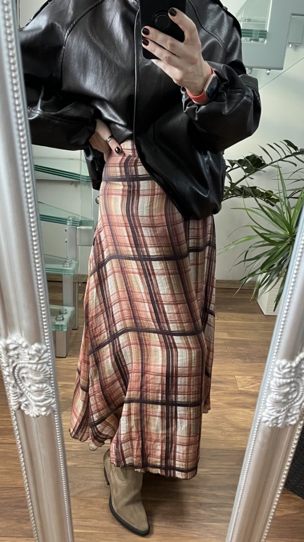 Spódnica Zara Beige Brown midi boho