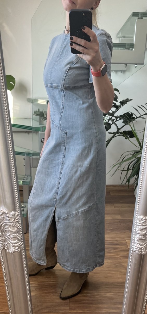 Długa sukienka denim Zara midi blue jeans