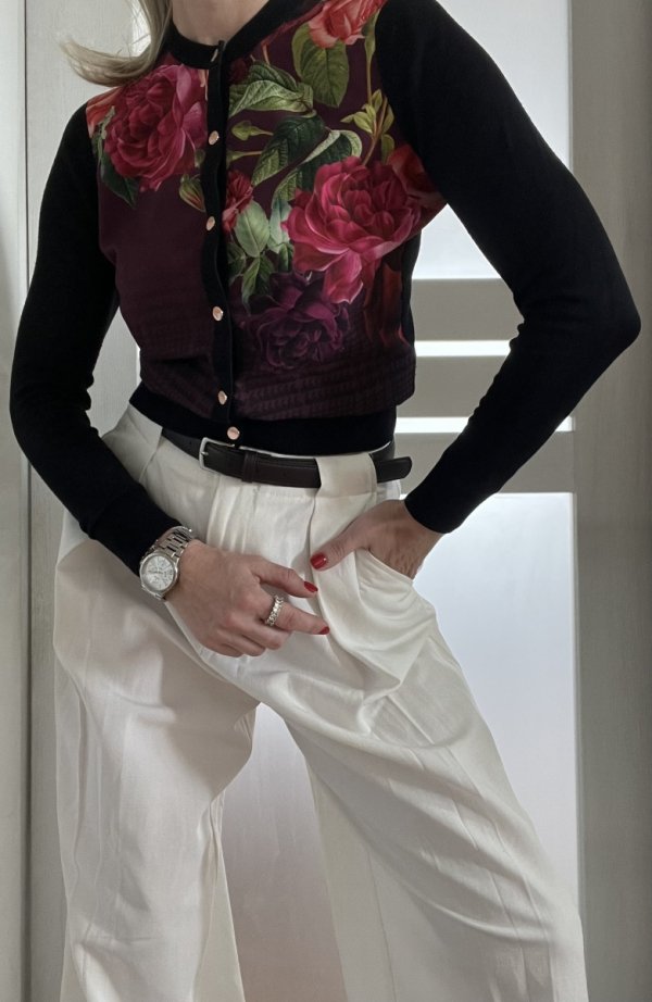 Rozpinany Sweter Ted Baker Viscosa Casual Flowers