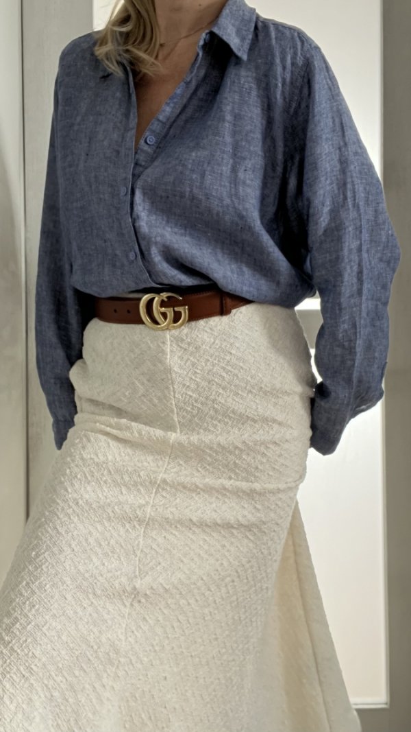 Lniana Koszula M&amp;S Pure Linen Oversize Blue