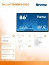 IIYAMA Monitor 85.6 cala ProLite TE8612MIS-B3AG,INFRARED,40pkt,VA,4K, 24/7, 7H, WiFi,VGA, HDMI, USB-c, Bluetooth,metal,8ms, vesa