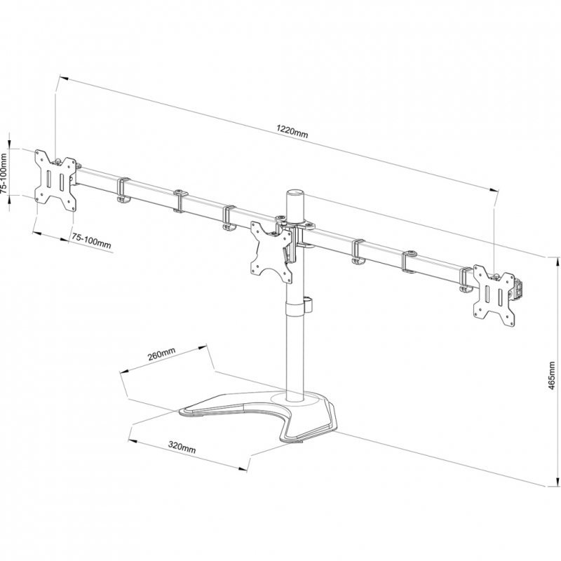 UCHWYT BIURKOWY DO 3 MONITORÓW LED/LCD 13-27&quot; L-22N ART