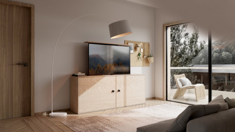 UCHWYT TV-WINDA STEROWANY ELEKTRYCZNIE AR-93M MOBILNY 60KG max 80&quot; VesaMax600x400