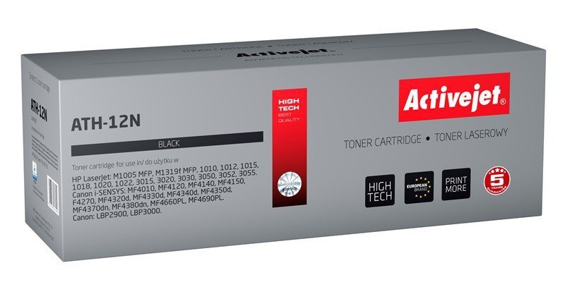 Activejet ATH-12N Toner (zamiennik HP 12A Q2612A, Canon FX-10, Canon CRG-703; Supreme; 2300 stron; czarny)
