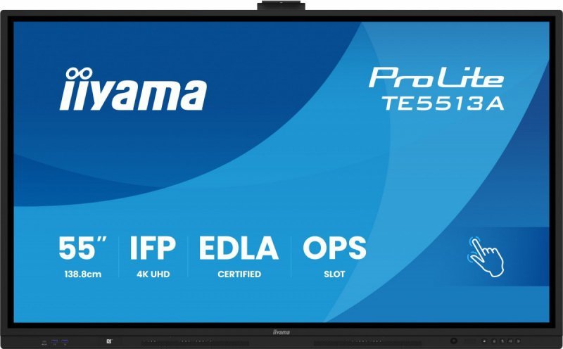 IIYAMA Monitor interaktywny 55 cali TE5513A-B2AG INFRARED,40pkt,IPS,4K,7H,500cd/m2,      WiFi,USB, ANDROID 14, Google EDLA,2x20W