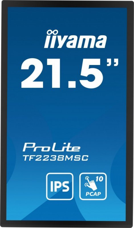 IIYAMA Monitor wielkoformatowy 21.5 cala TF2238MSC-B1 IPS,FHD,DP,HDMI,2x2W,2xUSB,600(cd/m2),  10pkt.7H,IP1X(Front),Pion/Poziom