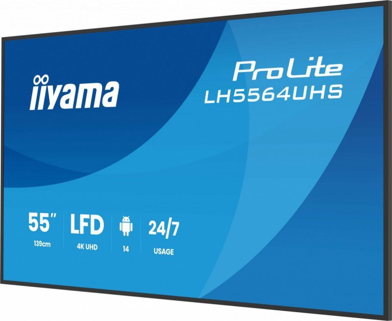 IIYAMA Monitor 55 cali LH5564UHS-B1AG, 24/7,VA,ANDROID14,4K,500cd,5000:1,    2xHDMI ,USB-C,RJ45, RS-232c, IR, 2x10W, 2xUSB, UCHW