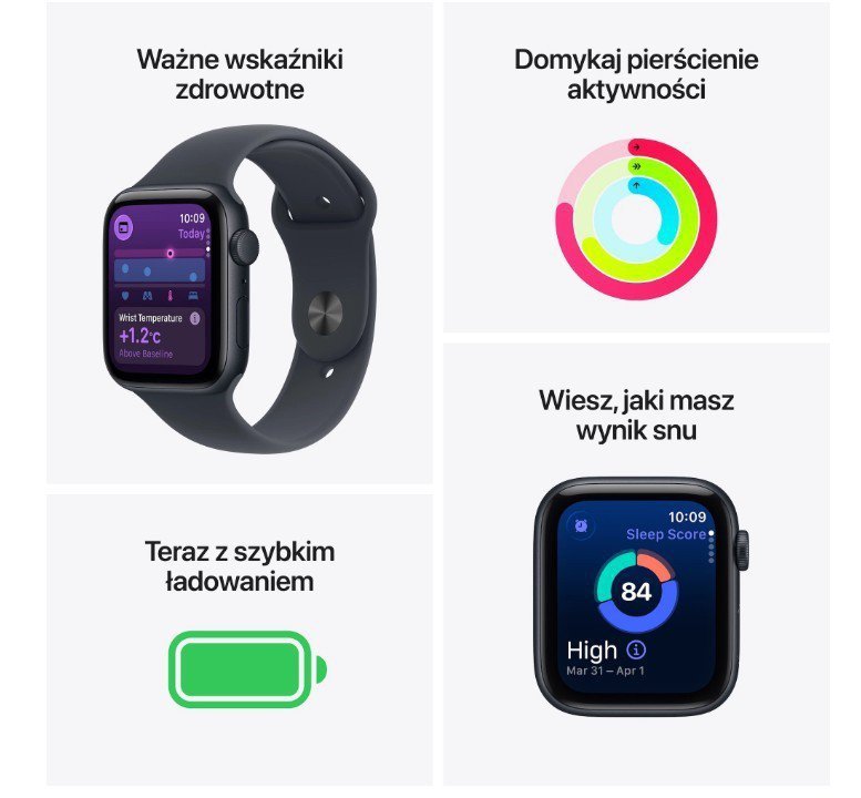 Apple Watch SE 3 GPS+Cellular koperta 44 mm z aluminium w kolorze północy, pasek sportowy w kolorze północy - rozmiar S/M