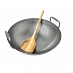 Wok do grilla ze stali węglowej z bambusową szpatułką / Carbon Steel Grill Wok