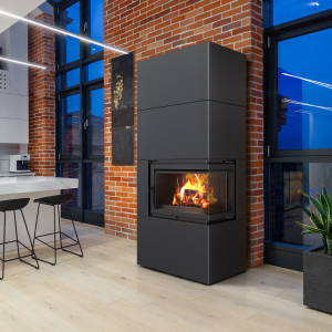 Kominek powietrzny modułowy SIMPLE BOX prawy 8 kW Ø 200 BLACK