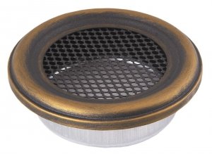 Kratka kominkowa wentylacyjna okrągła 160mm złota patyna