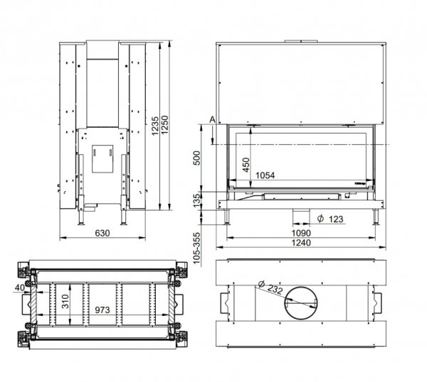 Wkład kominkowy DORAKO Linea DF H 1180