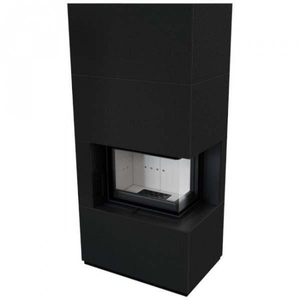 Kominek powietrzny  FLOKI prawy 8 kW Ø 160 w zabudowie modułowej ZIMBABWE NERO
