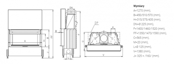 Wkład kominkowy Kobok Horizontal VD 1200