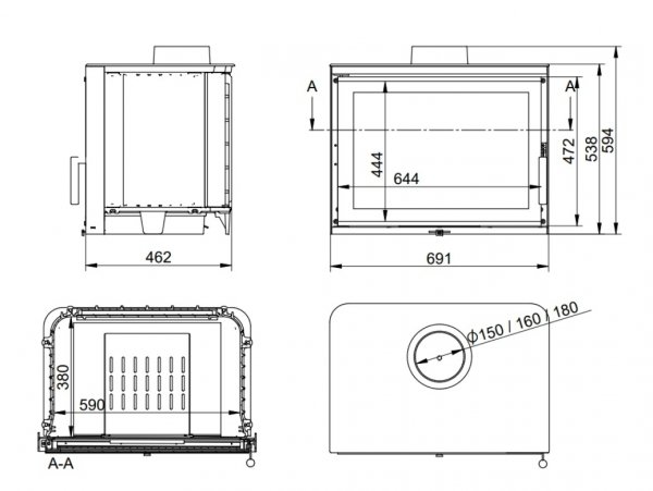 Wkład kominkowy żeliwny DORAKO ECO iM 14