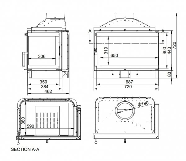 Wkład kominkowy żeliwny DORAKO ECO MAX 7 L standard