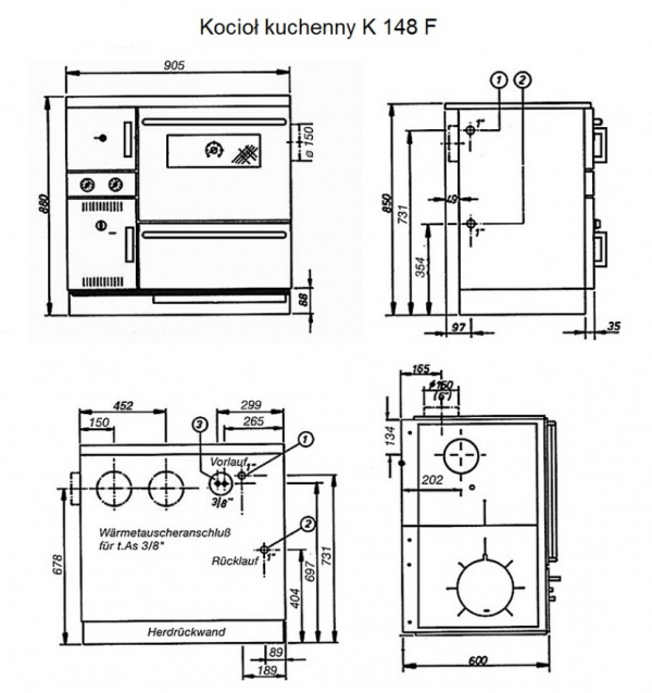 Kocioł kuchenny K 148 F biały z płaszczem wodnym