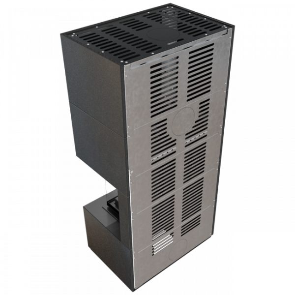Kominek powietrzny  FLOKI prawy 8 kW Ø 160 w zabudowie modułowej INDIAN BLACK