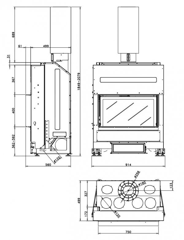 Wkład kominkowy ROCAL G 425 + PLUS 180