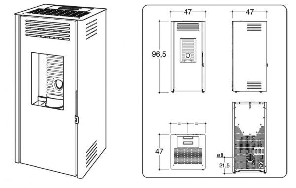 Piec na pellet Elica 9 kW z nadmuchem