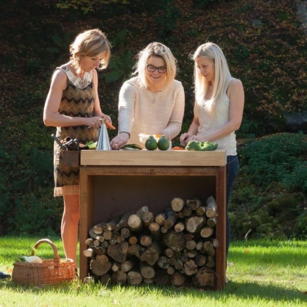 OFYR Butcher Block Storage 90 Corten Drewno Tekowe