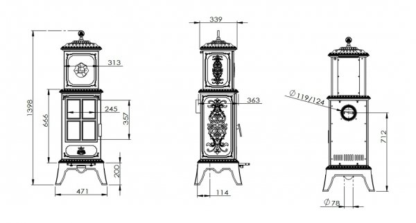 Piec wolnostojący Victoria 240 (drewno)