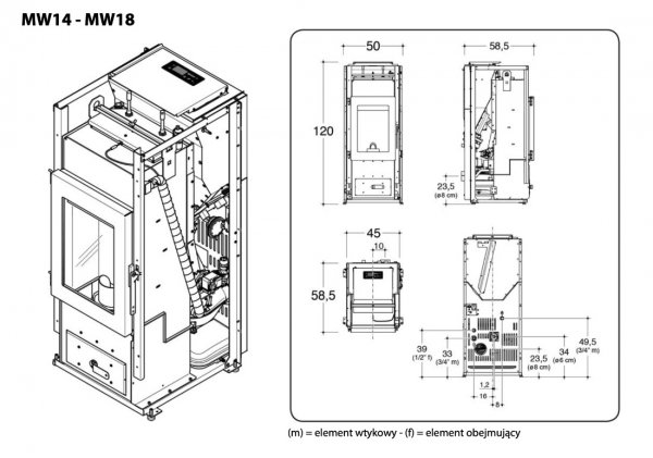 Piec na pellet Marra MW 14/18/24 kW z płaszczem wodnym