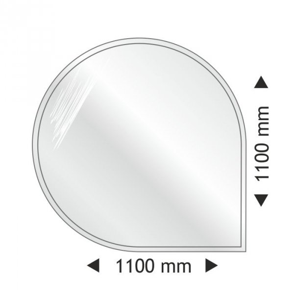 Podstawa szklana pod piec wolnostojący okrągła-narożna 1100x1100x6mm
