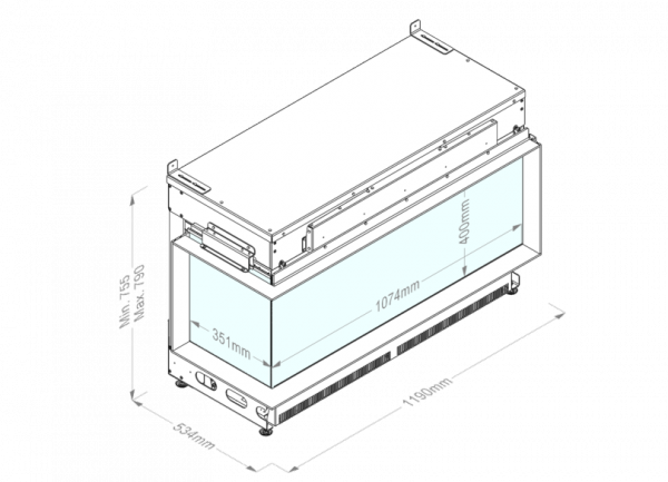 Kominek elektryczny e-MatriX Linear 1050/400 II