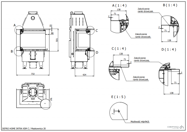Wkład kominkowy DEFRO Intra XSM C 8 kW