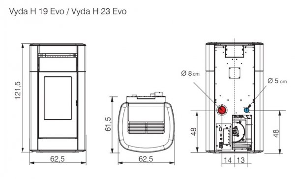 Piec na pellet Edilkamin VYDA H 19 EVO steatyt