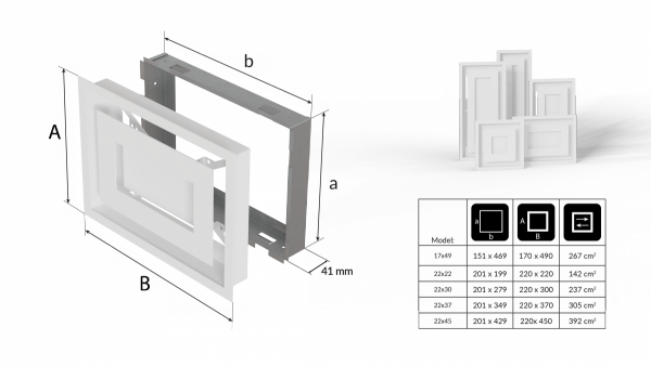 Kratka kominkowa WIND biała 22x45