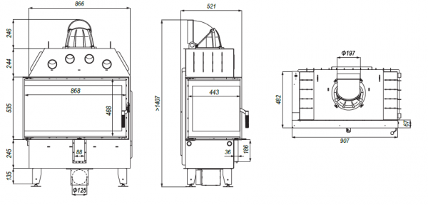 Wkład kominkowy DEFRO Intra ME BL 13 kW