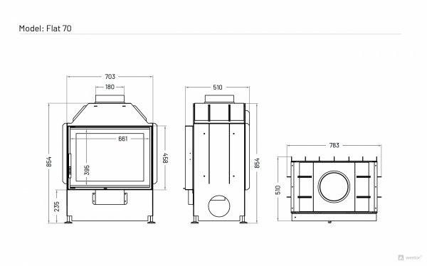 Kominek powietrzny stalowy FLAT 70