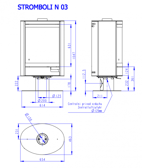 Piec wolnostojący ROMOTOP STROMBOLI N 03 - metal