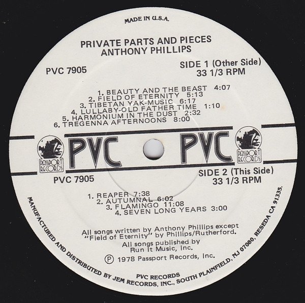 Anthony Phillips - Private Parts And Pieces (LP)