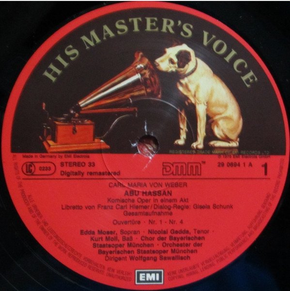 Wolfgang Sawallisch, Weber, Chor Der Bayerischen Staatsoper, Orchester Der Bayerischen Staatsoper München, Edda Moser, Nicolai Gedda, Kurt Moll - Abu Hassan (LP)