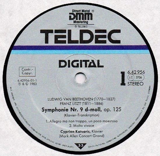 Beethoven / Liszt, Cyprien Katsaris - Symphonie Nr.9 D-moll, Op. 125 (LP)
