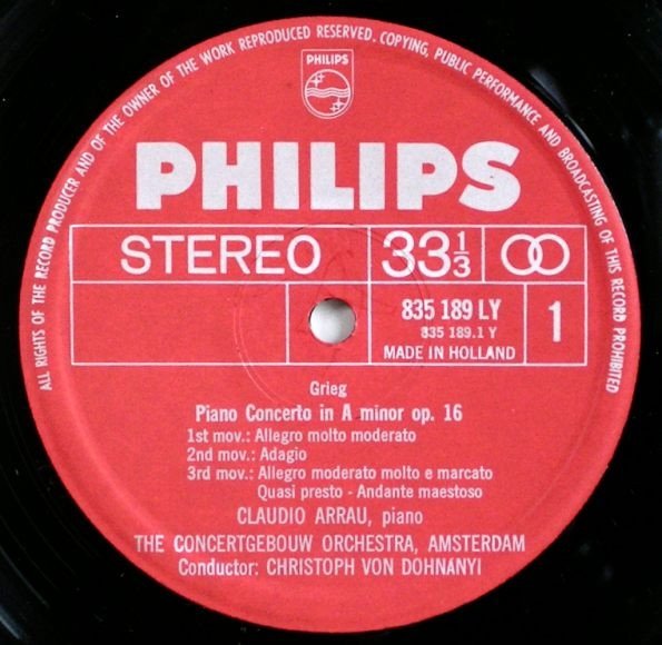 Grieg, Schumann, Claudio Arrau, Das Concertgebouw-Orchester, Amsterdam, Christoph von Dohnányi - Klavierkonzerte (LP)