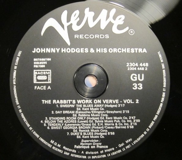 Johnny Hodges And His Orchestra - The Rabbit's Work On Verve - Vol. 2 (LP)