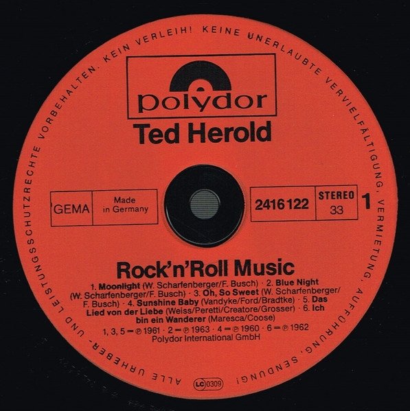 Ted Herold - Rock'N Roll Music (LP)