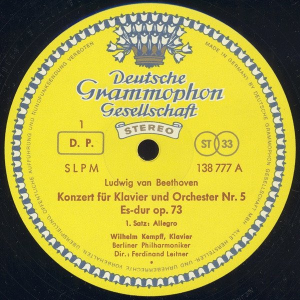 Beethoven, Wilhelm Kempff, Berliner Philharmoniker · Ferdinand Leitner - Klavierkonzert Nr. 5 Es-dur (LP)