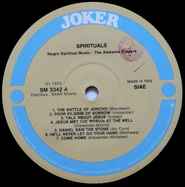 The Alabama Singers - Spirituals: Negro Spiritual Music (LP)