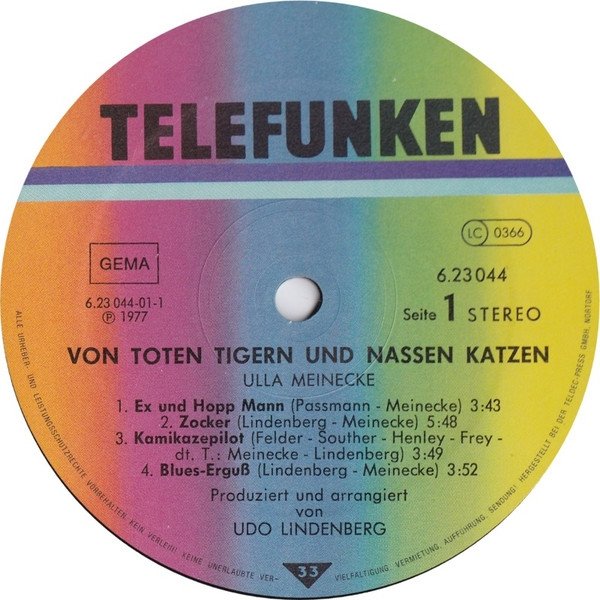 Ulla Meinecke - Von Toten Tigern Und Nassen Katzen (LP)
