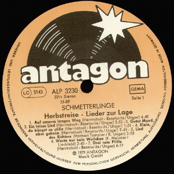 Schmetterlinge - Herbstreise - Lieder Zur Lage (LP)