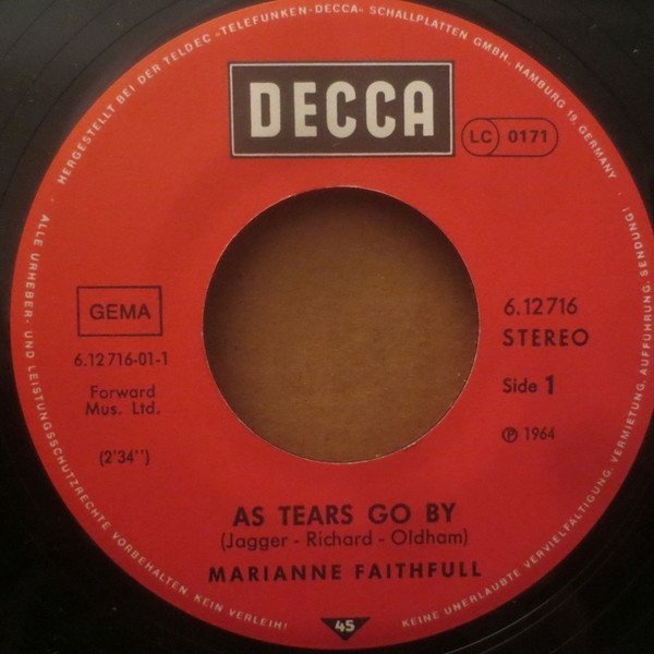 Marianne Faithfull - As Tears Go By (7'')