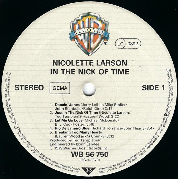 Nicolette Larson - In The Nick Of Time (LP)