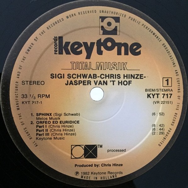 Sigi Schwab / Chris Hinze / Jasper Van't Hof - Total Musik (LP)