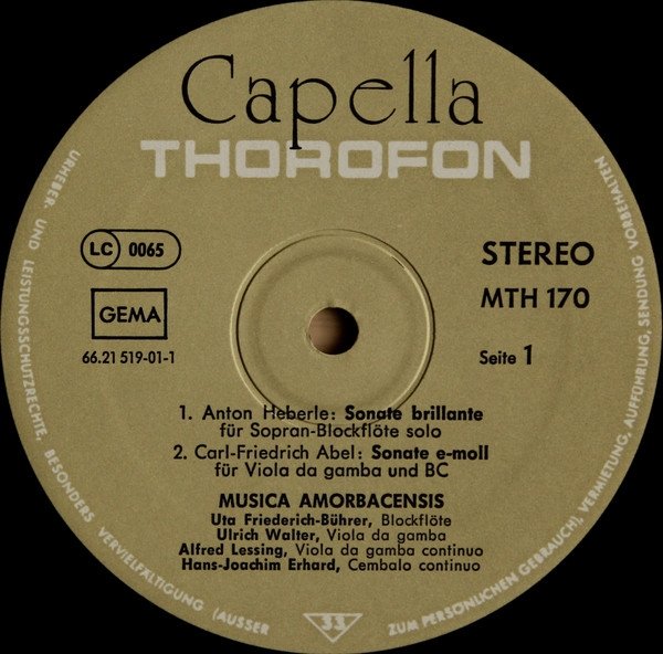 Musica Amorbacensis - Divertimenti Und Soli Für Baryton · Flauto Dolce · Viola Da Gamba (LP)